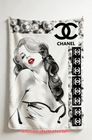 Chanel Style Glamour Lady Flannel Throw Blanket IMG_7363